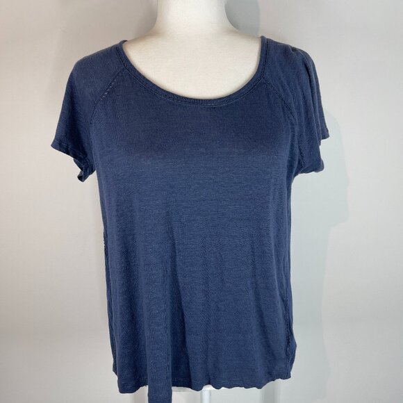 Cynthia Rowley Blue Knit Blouse with Rayon Back size Large - Picture 1 of 4